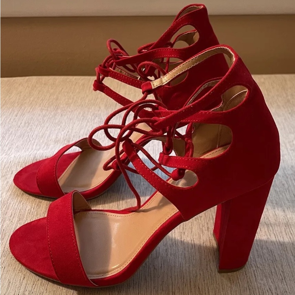 Charlotte Russe Red Lace Up Heels